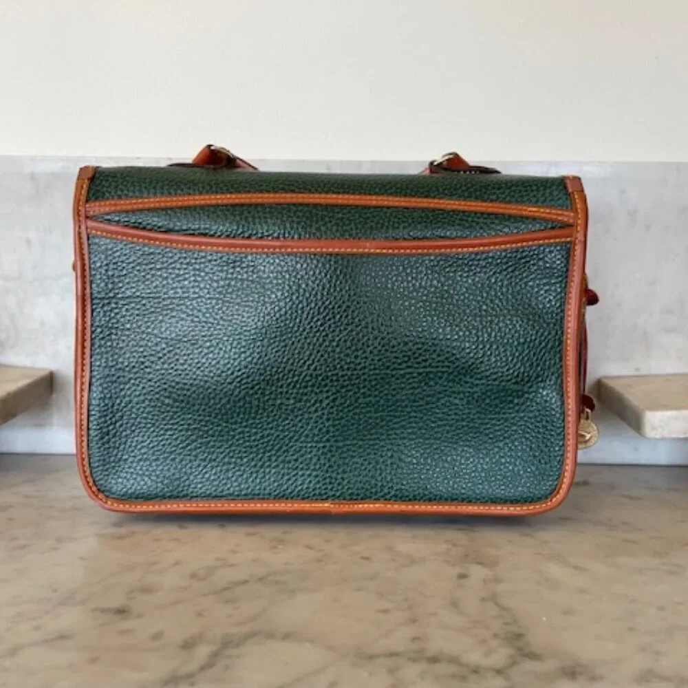 DOONEY & BOURKE AWL Green Pebbled Leather Large Double Pocket Outback Purse